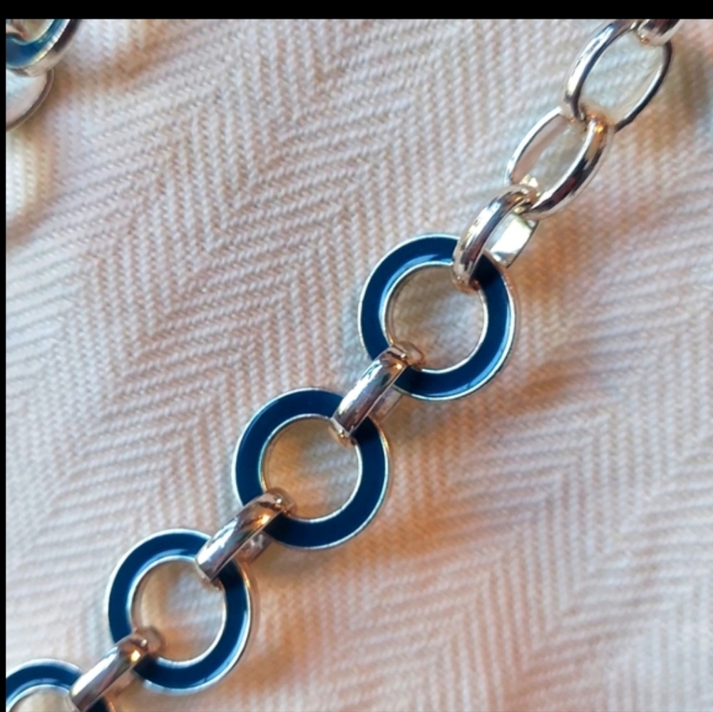 * Two Silver Link Costume Retro Statement Necklac… - image 5